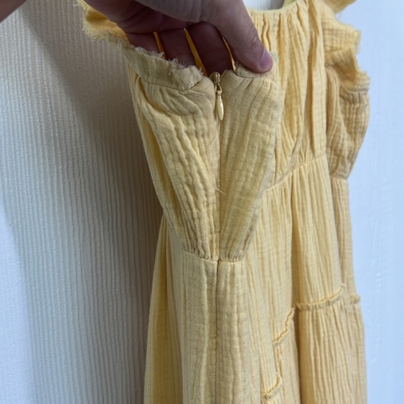 Free The Roses - Yellow Sweetheart With Raw Edges Details Maxi Dress Size  Large - Picture 14 of 14